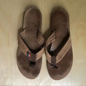 Rainbow brown leather 301 womens flip flops size large 7.5-8.5